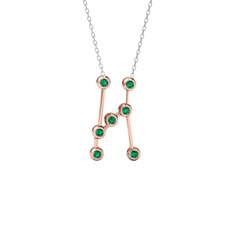 Orion Kolye - Yeşil kuvars 925 ayar rose altın kaplama gümüş kolye (40 cm gümüş rolo zincir) #wk1kty