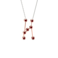 Orion Kolye - Kök yakut 925 ayar rose altın kaplama gümüş kolye (40 cm beyaz altın rolo zincir) #yictd0