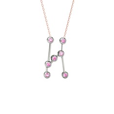 Orion Kolye - Pembe kuvars 18 ayar beyaz altın kolye (40 cm rose altın rolo zincir) #zkh3gd