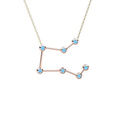 Akuamarin 925 ayar rose altın kaplama gümüş kolye (40 cm altın rolo zincir)