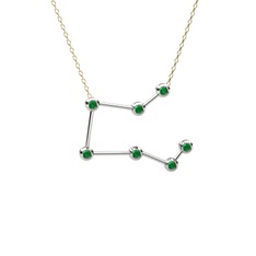 Pegasus Kolye - Kök zümrüt 8 ayar beyaz altın kolye (40 cm gümüş rolo zincir) #12mclf8