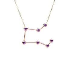 Ametist 925 ayar rose altın kaplama gümüş kolye (40 cm altın rolo zincir)