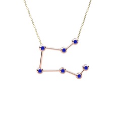 Pegasus Kolye - Lab safir 14 ayar rose altın kolye (40 cm altın rolo zincir) #13q6pre