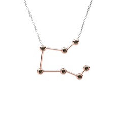 Dumanlı kuvars 18 ayar rose altın kolye (40 cm beyaz altın rolo zincir)