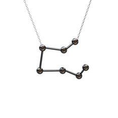 Pegasus Kolye - Dumanlı kuvars 925 ayar siyah rodyum kaplama gümüş kolye (40 cm beyaz altın rolo zincir) #15e8b3w