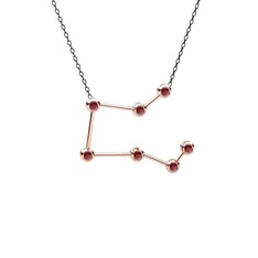 Pegasus Kolye - Kök yakut 14 ayar rose altın kolye (40 cm gümüş rolo zincir) #17744sf