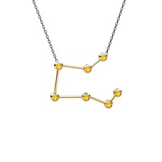 Pegasus Kolye - Sitrin 18 ayar altın kolye (40 cm gümüş rolo zincir) #177i2xx