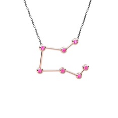 Pembe kuvars 14 ayar rose altın kolye (40 cm gümüş rolo zincir)