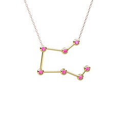 Pembe kuvars 18 ayar altın kolye (40 cm gümüş rolo zincir)