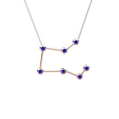 Pegasus Kolye - Lab safir 8 ayar rose altın kolye (40 cm beyaz altın rolo zincir) #1cb1wms