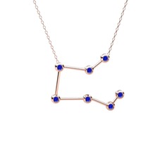 Lab safir 18 ayar rose altın kolye (40 cm gümüş rolo zincir)