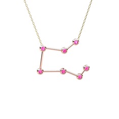 Pembe kuvars 925 ayar rose altın kaplama gümüş kolye (40 cm altın rolo zincir)