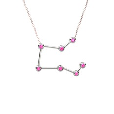 Pembe kuvars 18 ayar beyaz altın kolye (40 cm rose altın rolo zincir)