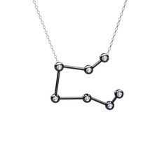 Swarovski 925 ayar siyah rodyum kaplama gümüş kolye (40 cm beyaz altın rolo zincir)