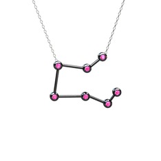 Pegasus Kolye - Pembe kuvars 925 ayar siyah rodyum kaplama gümüş kolye (40 cm beyaz altın rolo zincir) #1ehjovf