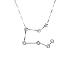 Swarovski 18 ayar beyaz altın kolye (40 cm rose altın rolo zincir)