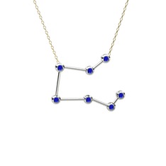 Lab safir 8 ayar beyaz altın kolye (40 cm altın rolo zincir)