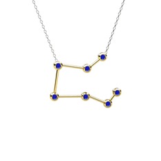 Pegasus Kolye - Lab safir 925 ayar altın kaplama gümüş kolye (40 cm gümüş rolo zincir) #1inx3p1