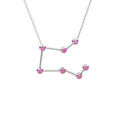Pembe kuvars 18 ayar beyaz altın kolye (40 cm beyaz altın rolo zincir)