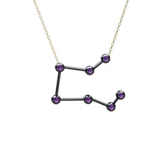 Pegasus Kolye - Ametist 925 ayar siyah rodyum kaplama gümüş kolye (40 cm altın rolo zincir) #1kmub8x