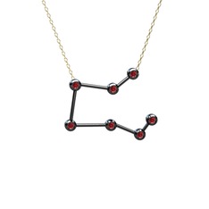 Pegasus Kolye - Garnet 925 ayar siyah rodyum kaplama gümüş kolye (40 cm altın rolo zincir) #1l29r3g