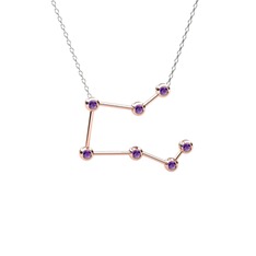 Ametist 925 ayar rose altın kaplama gümüş kolye (40 cm beyaz altın rolo zincir)