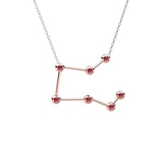 Rodolit garnet 14 ayar rose altın kolye (40 cm beyaz altın rolo zincir)