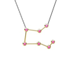 Pembe kuvars 18 ayar altın kolye (40 cm gümüş rolo zincir)