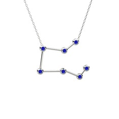 Lab safir 18 ayar beyaz altın kolye (40 cm beyaz altın rolo zincir)