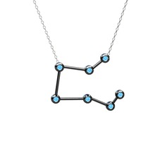 Pegasus Kolye - Akuamarin 925 ayar siyah rodyum kaplama gümüş kolye (40 cm gümüş rolo zincir) #1qddzlb