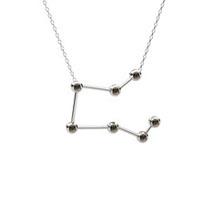 Pegasus Kolye - Dumanlı kuvars 14 ayar beyaz altın kolye (40 cm gümüş rolo zincir) #1rya22k