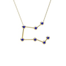 Pegasus Kolye - Lab safir 925 ayar altın kaplama gümüş kolye (40 cm altın rolo zincir) #1tcd8pr