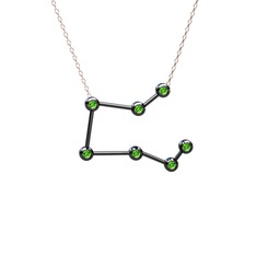 Peridot 925 ayar siyah rodyum kaplama gümüş kolye (40 cm rose altın rolo zincir)