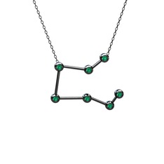 Pegasus Kolye - Yeşil kuvars 925 ayar siyah rodyum kaplama gümüş kolye (40 cm gümüş rolo zincir) #1uqxmk7