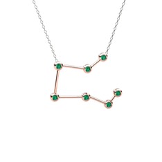 Yeşil kuvars 925 ayar rose altın kaplama gümüş kolye (40 cm beyaz altın rolo zincir)