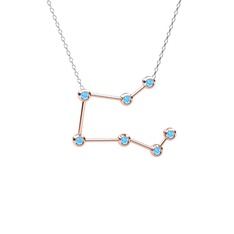 Pegasus Kolye - Akuamarin 925 ayar rose altın kaplama gümüş kolye (40 cm beyaz altın rolo zincir) #1w5qe2x