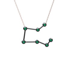 Pegasus Kolye - Yeşil kuvars 925 ayar siyah rodyum kaplama gümüş kolye (40 cm rose altın rolo zincir) #1wt3ka6