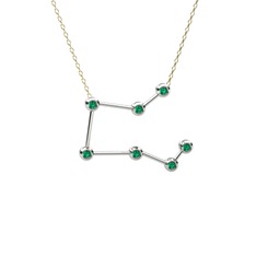 Pegasus Kolye - Yeşil kuvars 14 ayar beyaz altın kolye (40 cm altın rolo zincir) #1xq8d1v