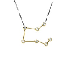 Beyaz zirkon 925 ayar altın kaplama gümüş kolye (40 cm gümüş rolo zincir)