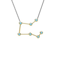 Pegasus Kolye - Akuamarin 18 ayar altın kolye (40 cm gümüş rolo zincir) #1yg6ras