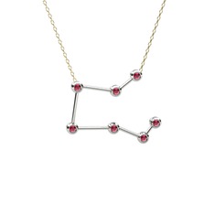Rodolit garnet 8 ayar beyaz altın kolye (40 cm gümüş rolo zincir)