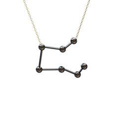 Dumanlı kuvars 925 ayar siyah rodyum kaplama gümüş kolye (40 cm altın rolo zincir)