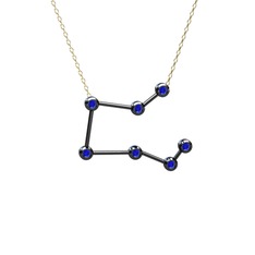 Pegasus Kolye - Lab safir 925 ayar siyah rodyum kaplama gümüş kolye (40 cm altın rolo zincir) #3qzlkb