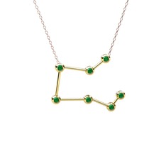 Pegasus Kolye - Kök zümrüt 18 ayar altın kolye (40 cm rose altın rolo zincir) #48m91a