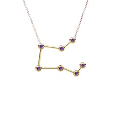 Pegasus Kolye - Ametist 925 ayar altın kaplama gümüş kolye (40 cm rose altın rolo zincir) #4pelae