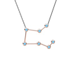 Akuamarin 18 ayar rose altın kolye (40 cm gümüş rolo zincir)