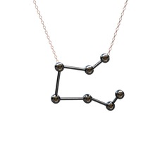 Pegasus Kolye - Dumanlı kuvars 925 ayar siyah rodyum kaplama gümüş kolye (40 cm rose altın rolo zincir) #59uz8e