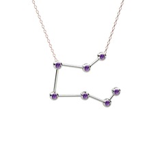 Pegasus Kolye - Ametist 8 ayar beyaz altın kolye (40 cm rose altın rolo zincir) #63qwg7