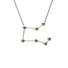 Yeşil kuvars 18 ayar rose altın kolye (40 cm gümüş rolo zincir)