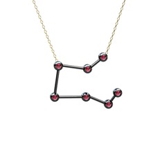 Pegasus Kolye - Rodolit garnet 925 ayar siyah rodyum kaplama gümüş kolye (40 cm gümüş rolo zincir) #69arb3